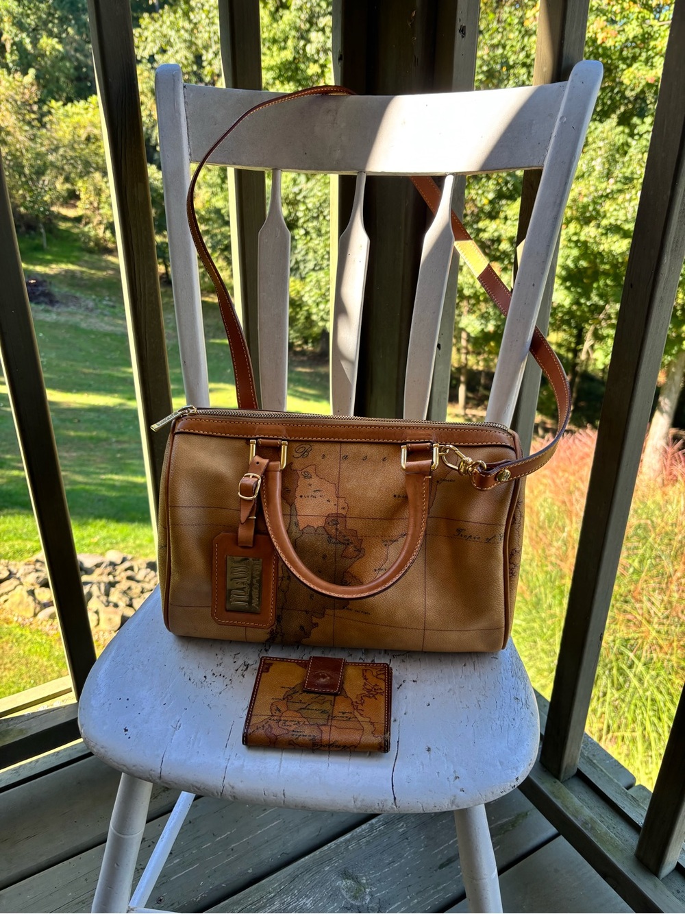 Alviero Martini 1ª Classe Geo Classic Medium Boston Bag & Compact Wallet set